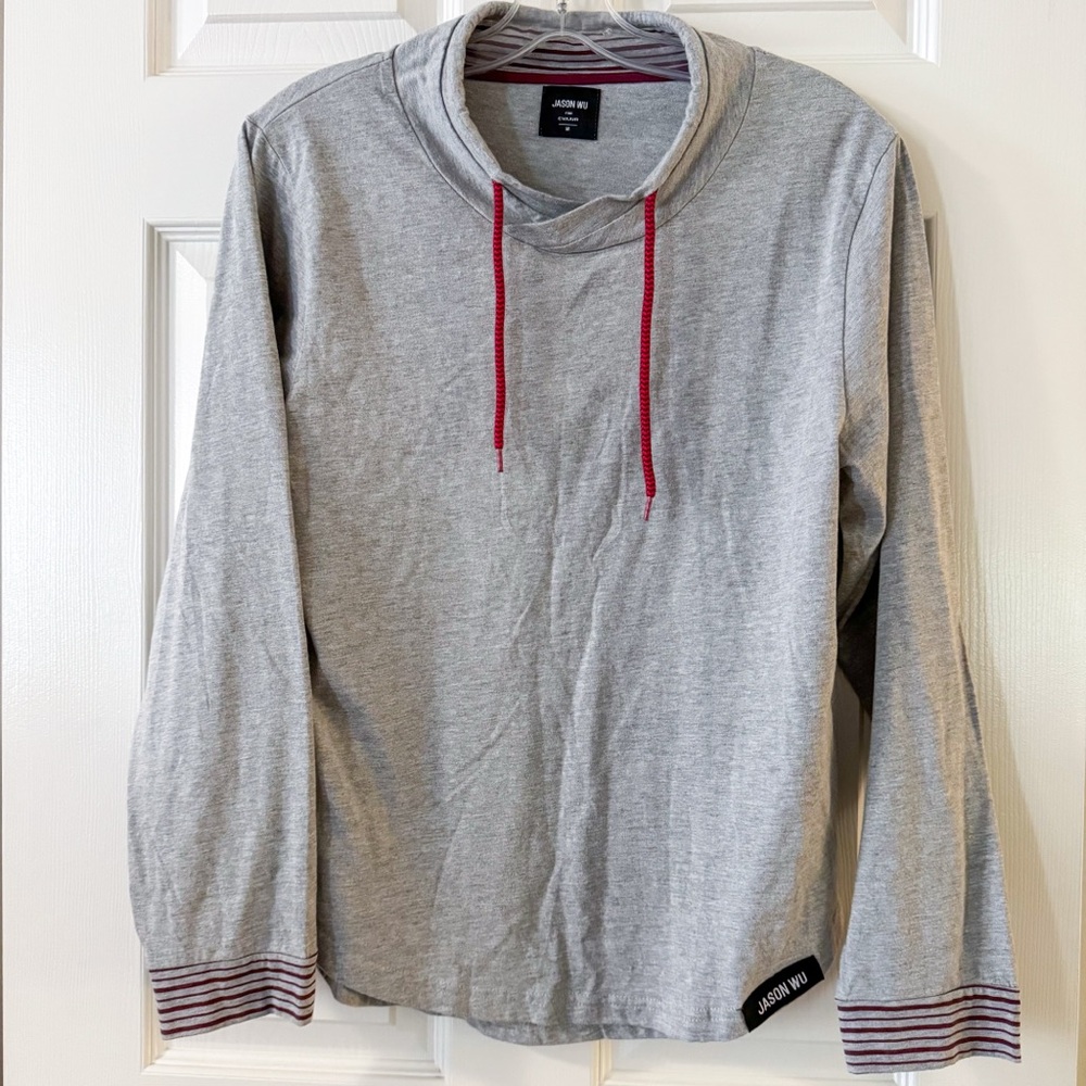 Jason Wu Gray Long Sleeve Sleepwear Shirt M Quiet Luxury Minimalist Lounge